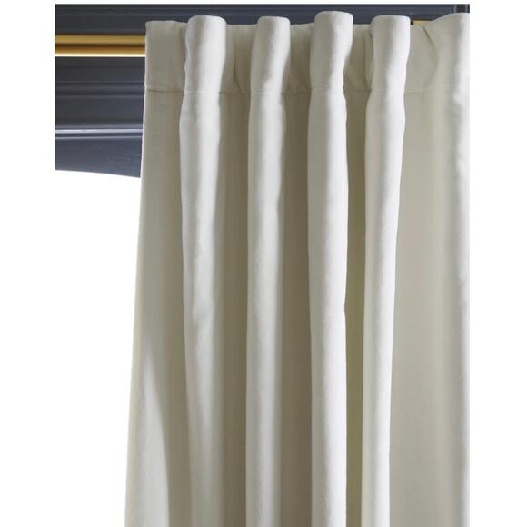 Quince Luxury Cotton Velvet Darkening Curtain 48X96 White New #40 - Picture 2 of 3